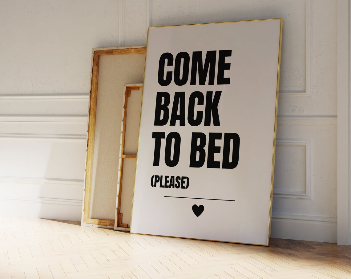 Come Back To Bed Couples Art Print, Mid-Century Minimal