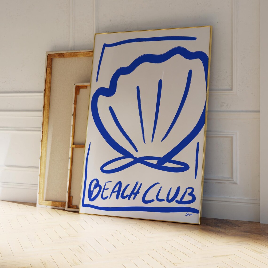 Beach Club Seashell Line Art Minimalist Coastal Wall Print Decor