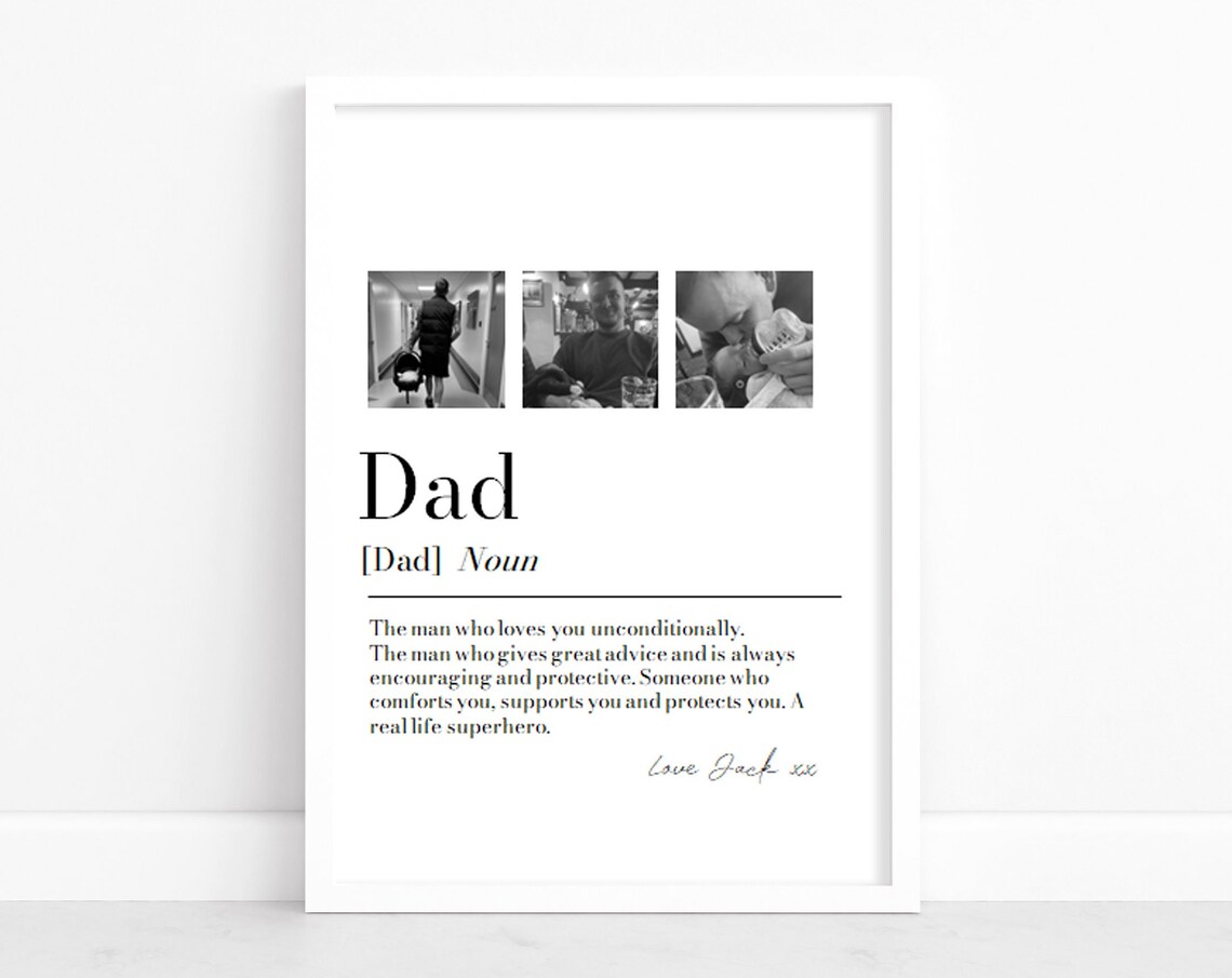 Personalized Dad Dictionary Definition Noun Photo Collage Gift Print