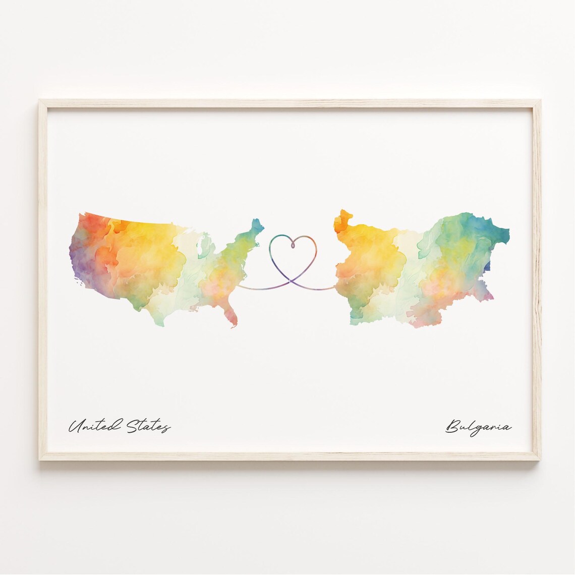 Us To Bulgaria Watercolor Map Poster, Travel Art
