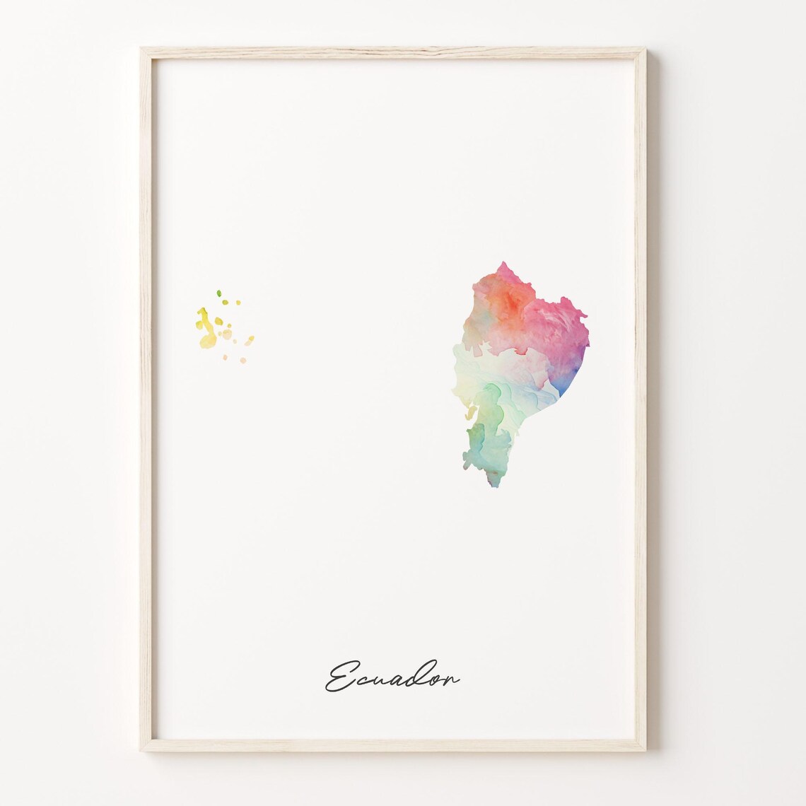 Ecuador Watercolor Map Colorful Country Silhouette Art Poster