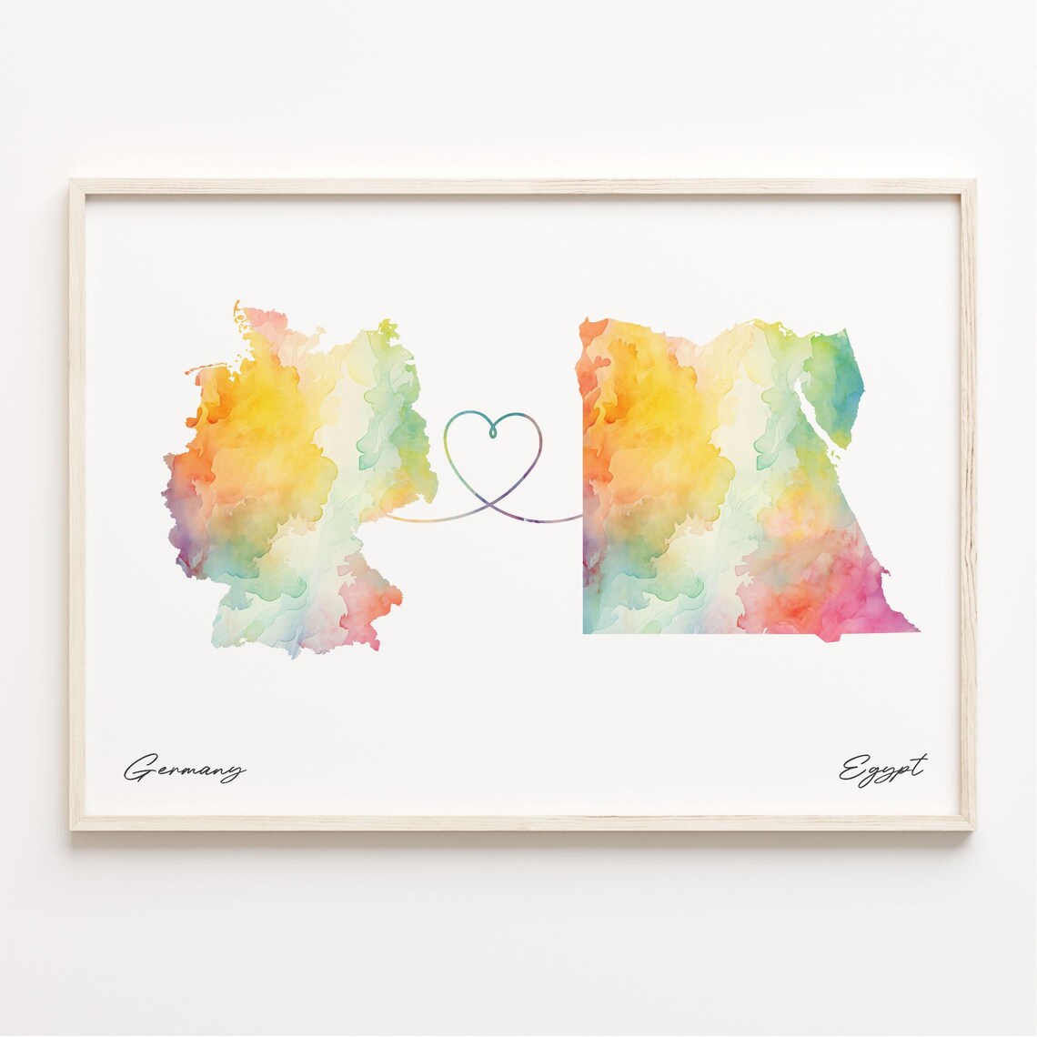 Germany To Egypt Watercolor Map Travel Poster