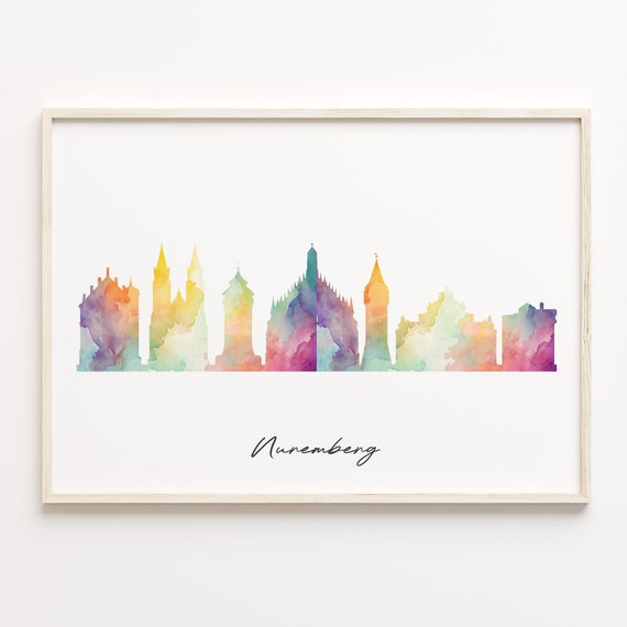 Nuremberg Skyline Watercolor Cityscape Art Print