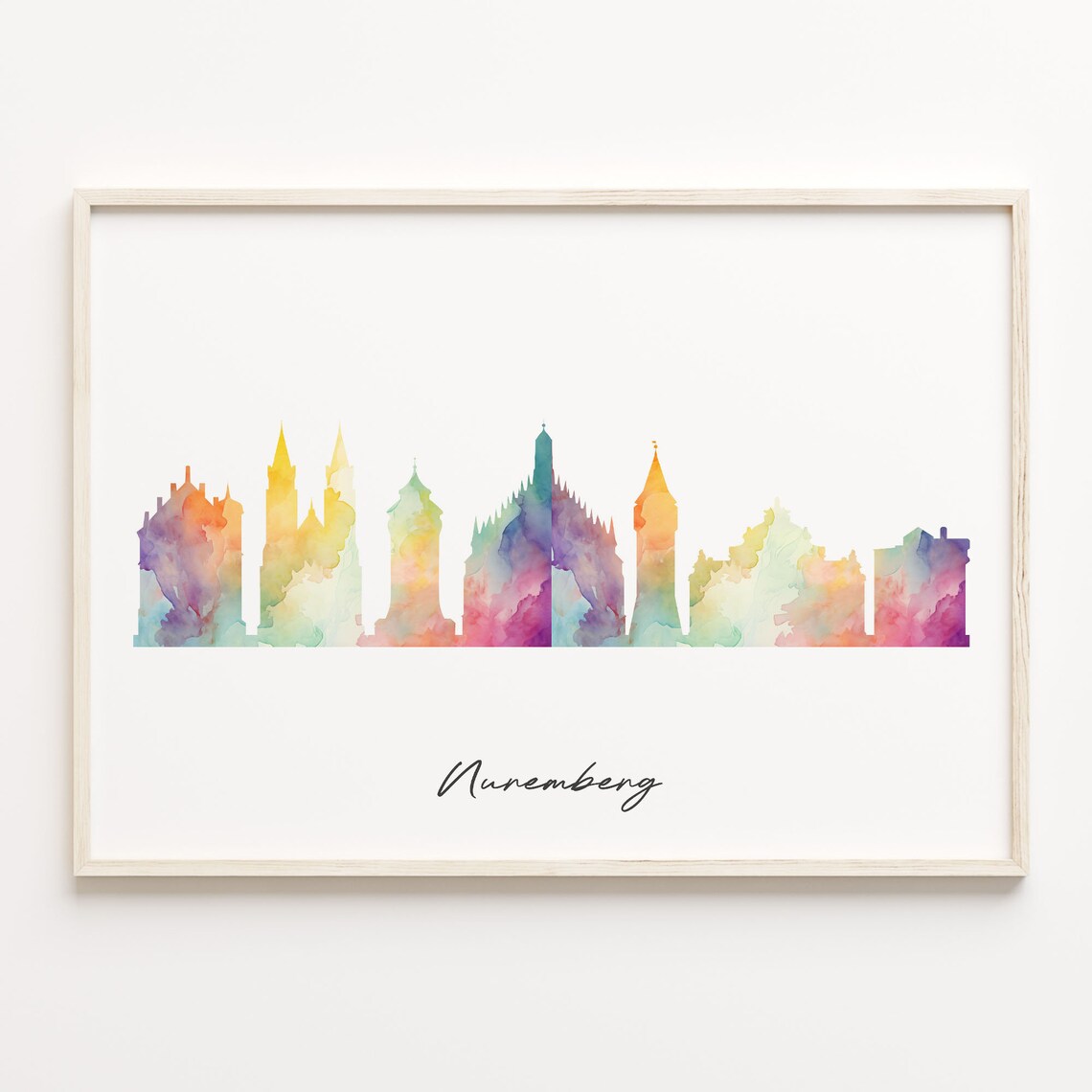 Nuremberg Skyline Watercolor Cityscape Art Print