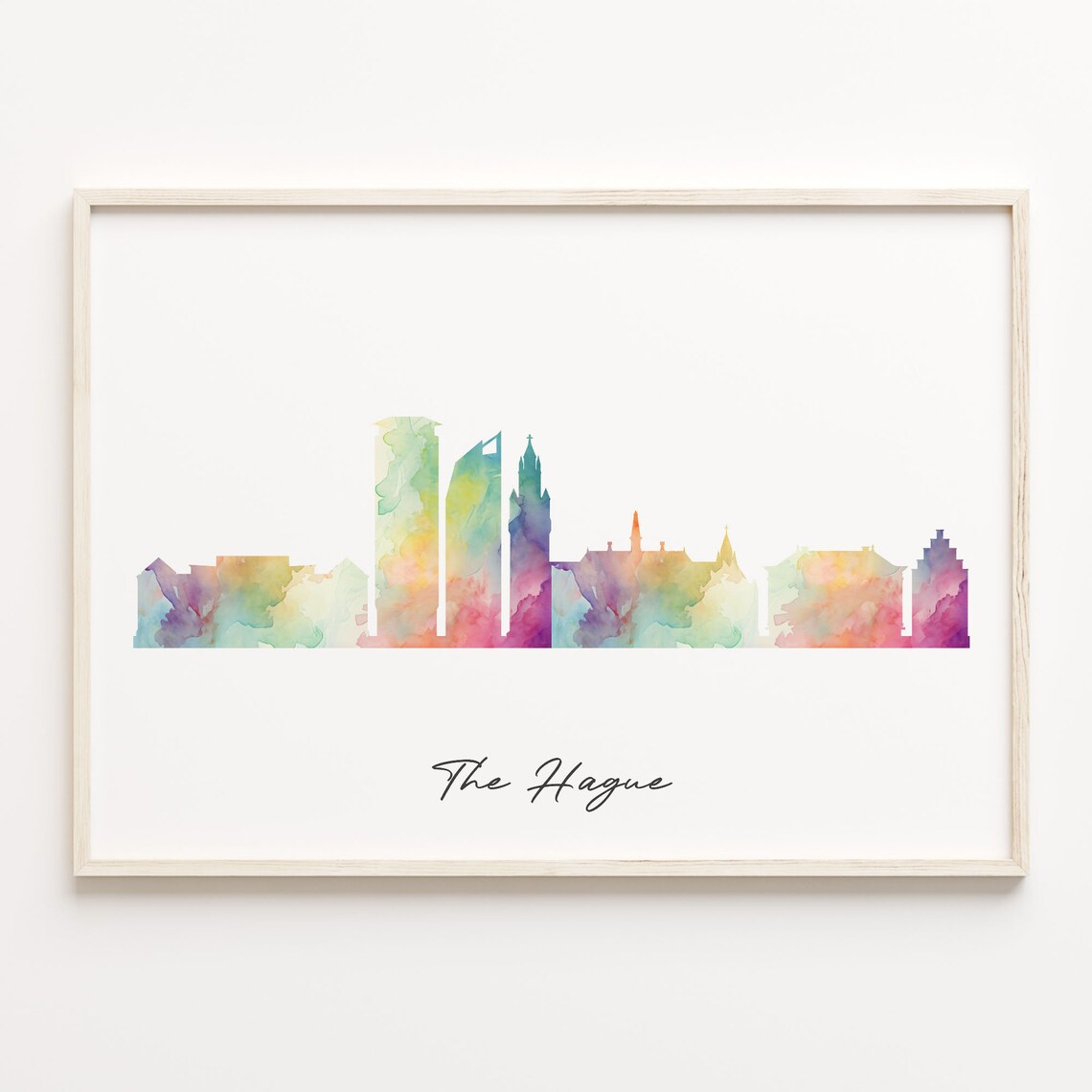 The Hague Netherlands Watercolor Skyline Cityscape Wall Poster