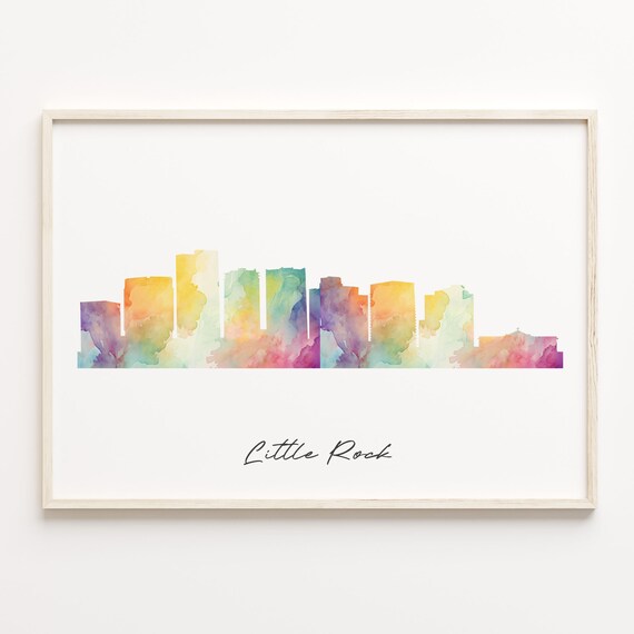 Little Rock Arkansas Watercolor Skyline Cityscape Travel Gift Poster