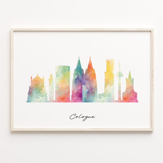 Cologne Watercolor Skyline Cityscape Germany Travel Poster Gift