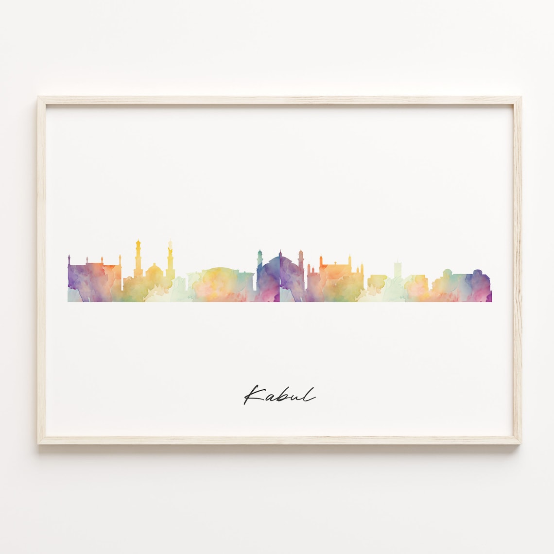 Kabul Afghanistan Watercolor Skyline Cityscape Colorful Asia Poster