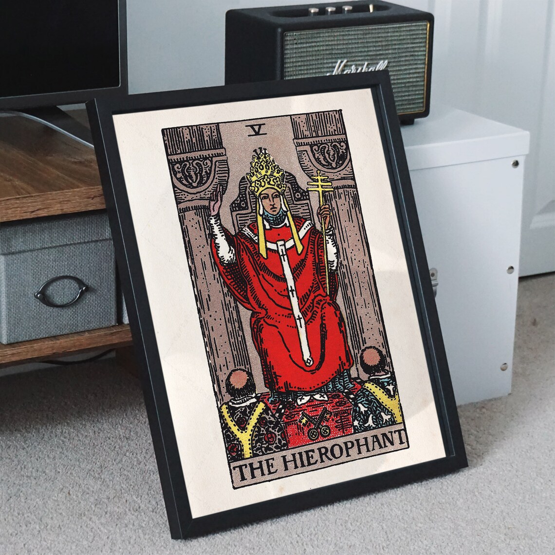 The Hierophant V Tarot Card Rider Waite Smith Vintage Mystical Wall Poster - Image 4