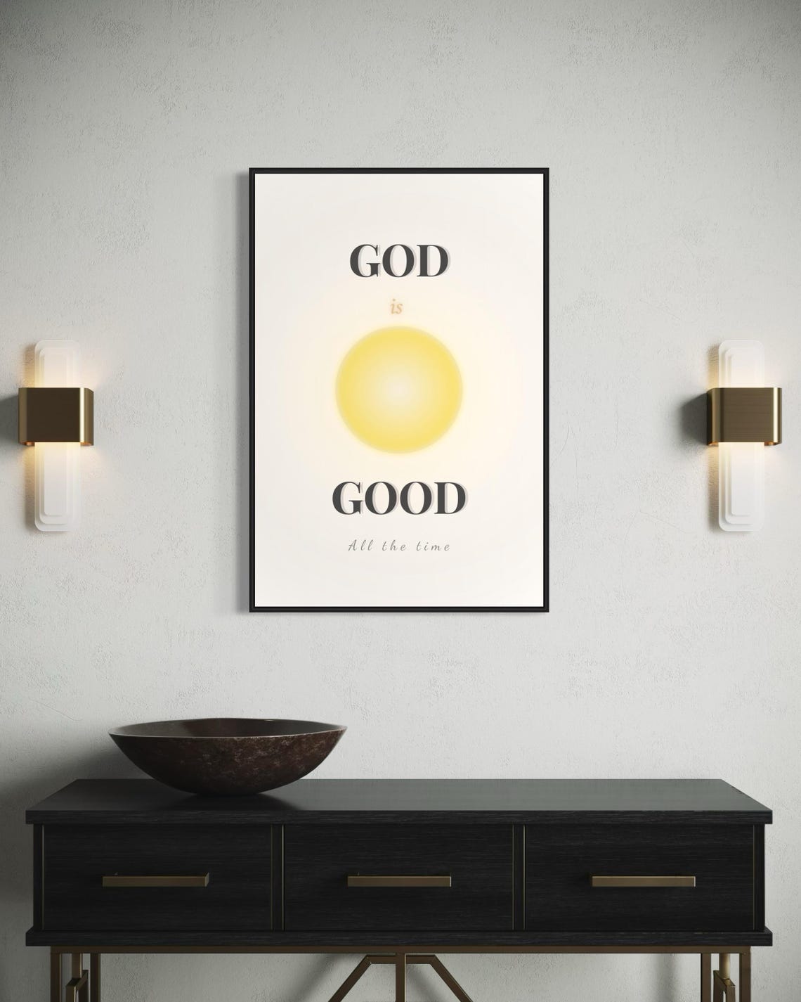 God Is Good All the Time Warm Yellow Sun Christian Affirmation Poster - Image 2
