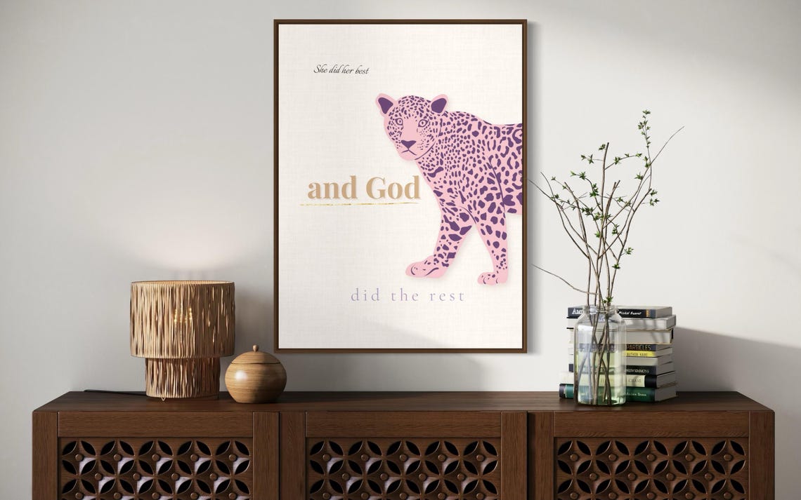 She Did Her Best and God Did the Rest Beige Leopard Faith Poster - Image 6