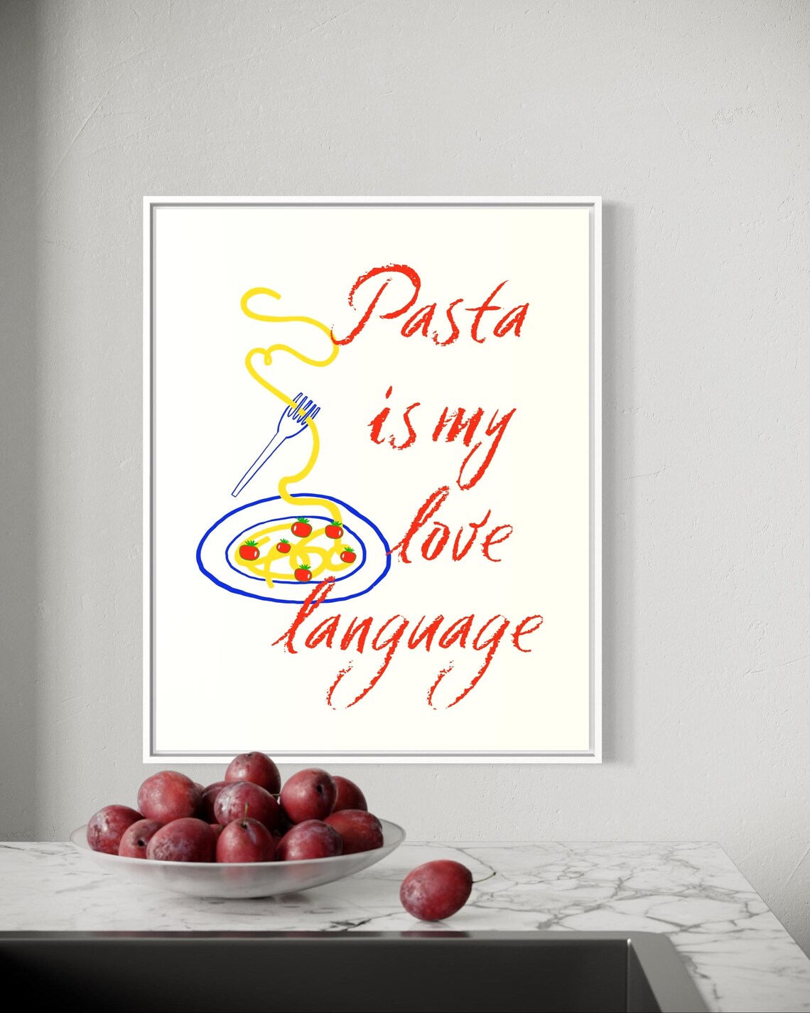 Pasta Is My Love Language Spaghetti Bowl Kitchen Quote Poster - Image 5