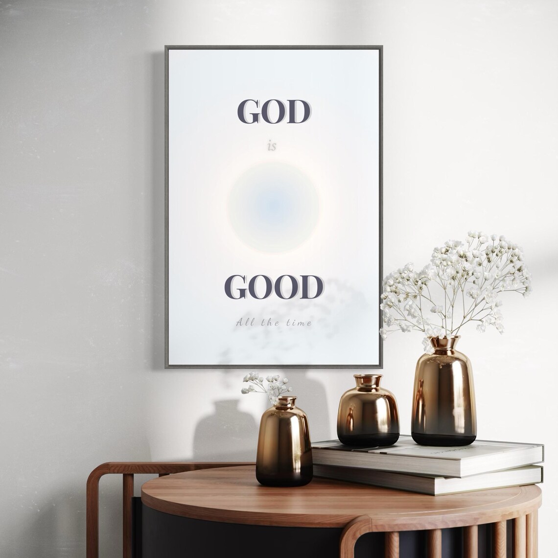 God Is Good All the Time Minimal Blue Aura Christian Affirmation Poster - Image 6