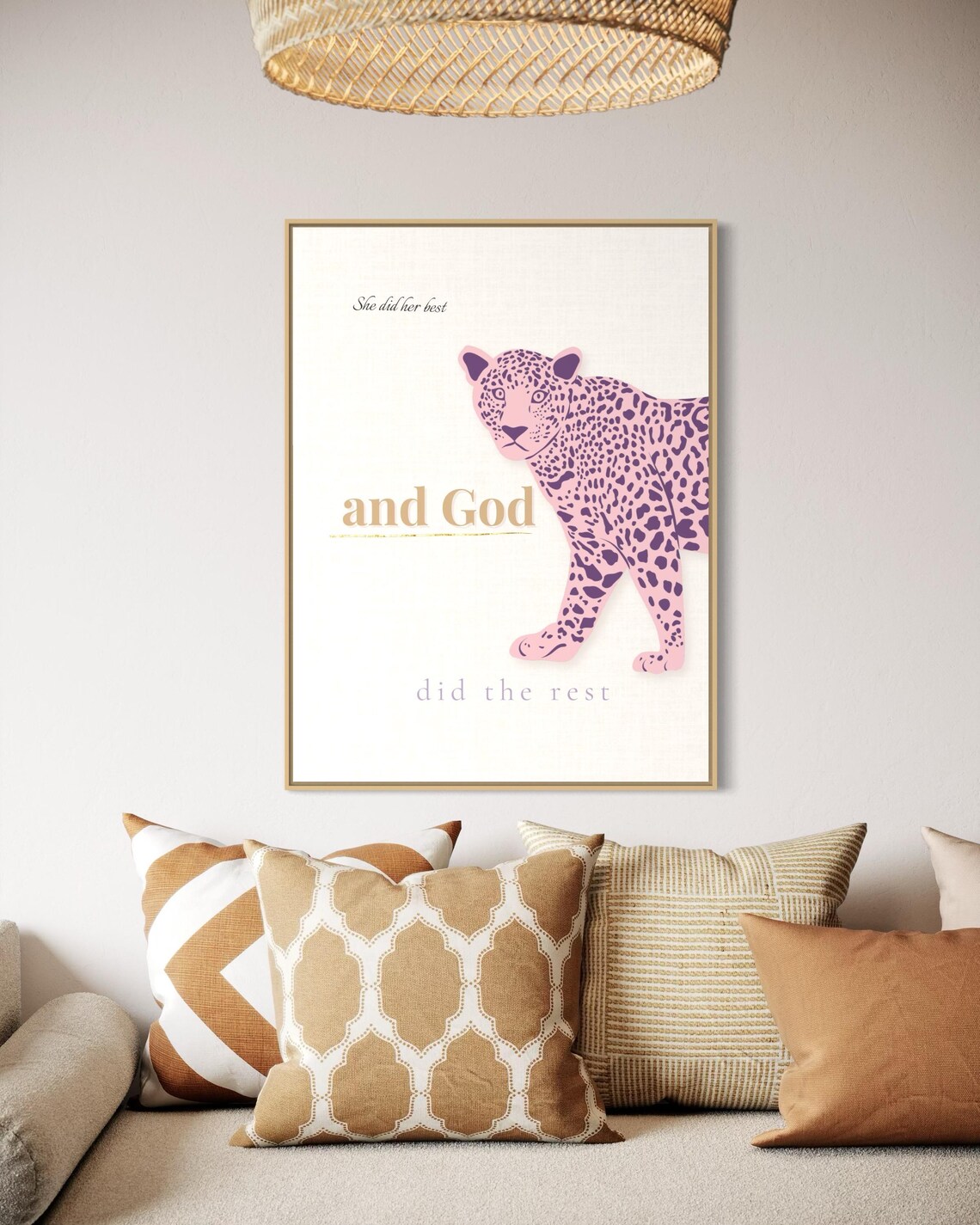 She Did Her Best and God Did the Rest Beige Leopard Faith Poster - Image 2
