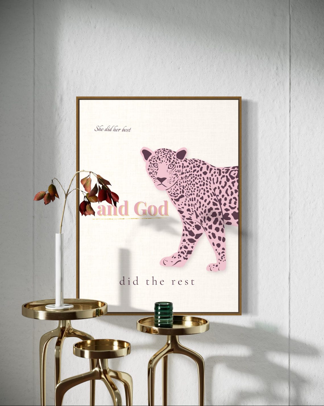She Did Her Best and God Did the Rest Pink Leopard Faith Poster - Image 4