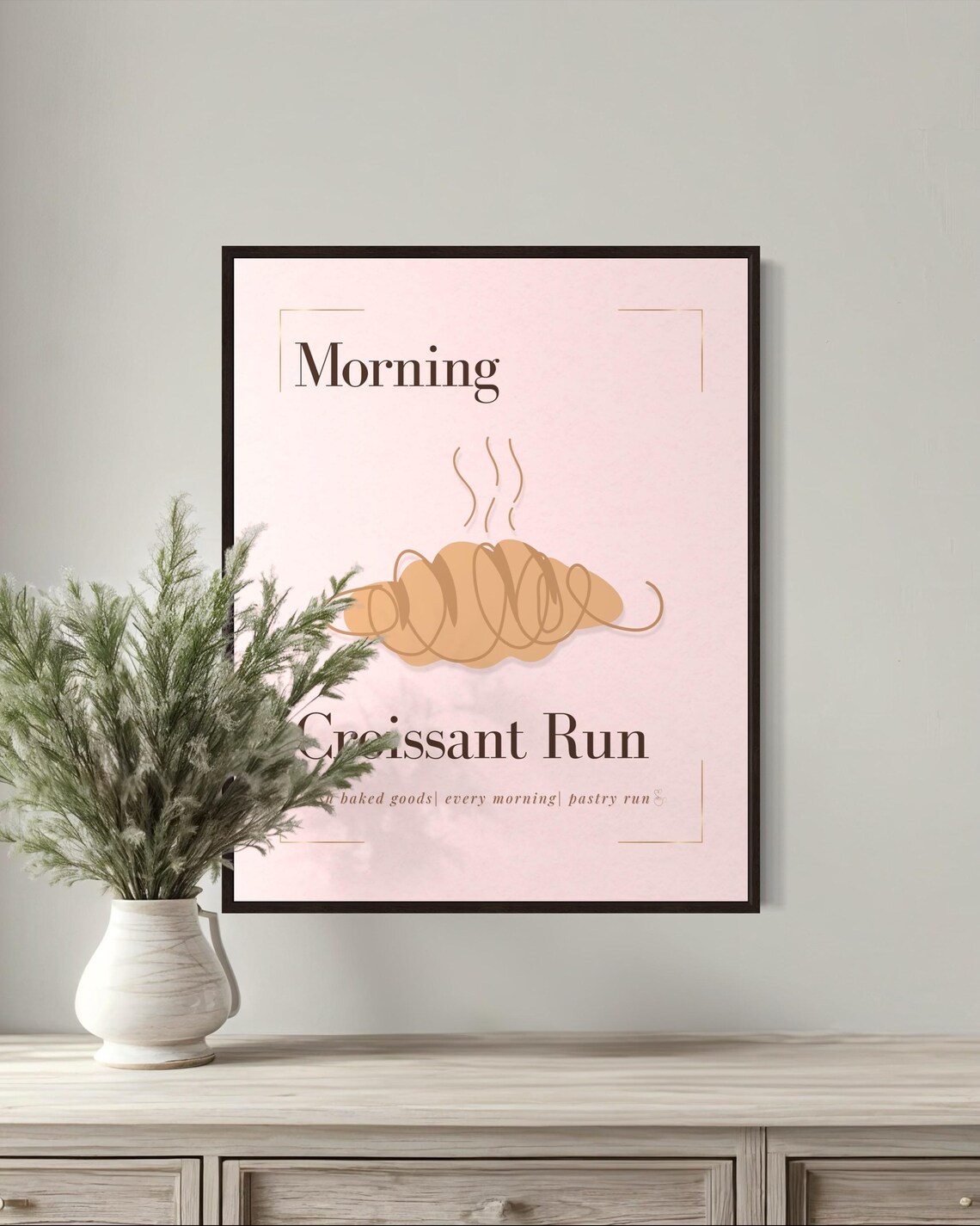 Morning Croissant Run Bakery Poster in Soft Pink Minimalist Style - Image 4