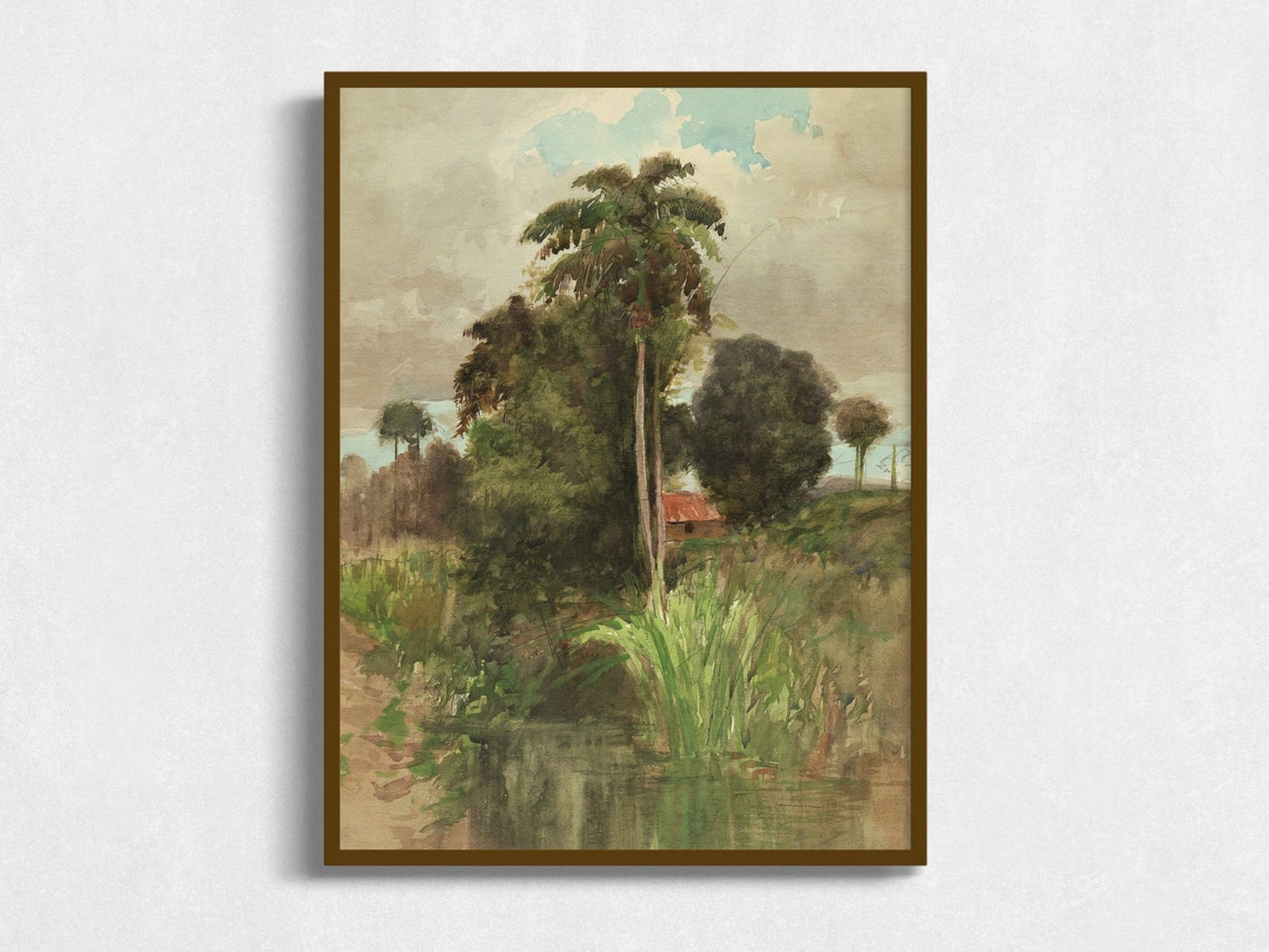 Palm Tree Landscape Painting Southern Landscape Wall Art Southern Paintings