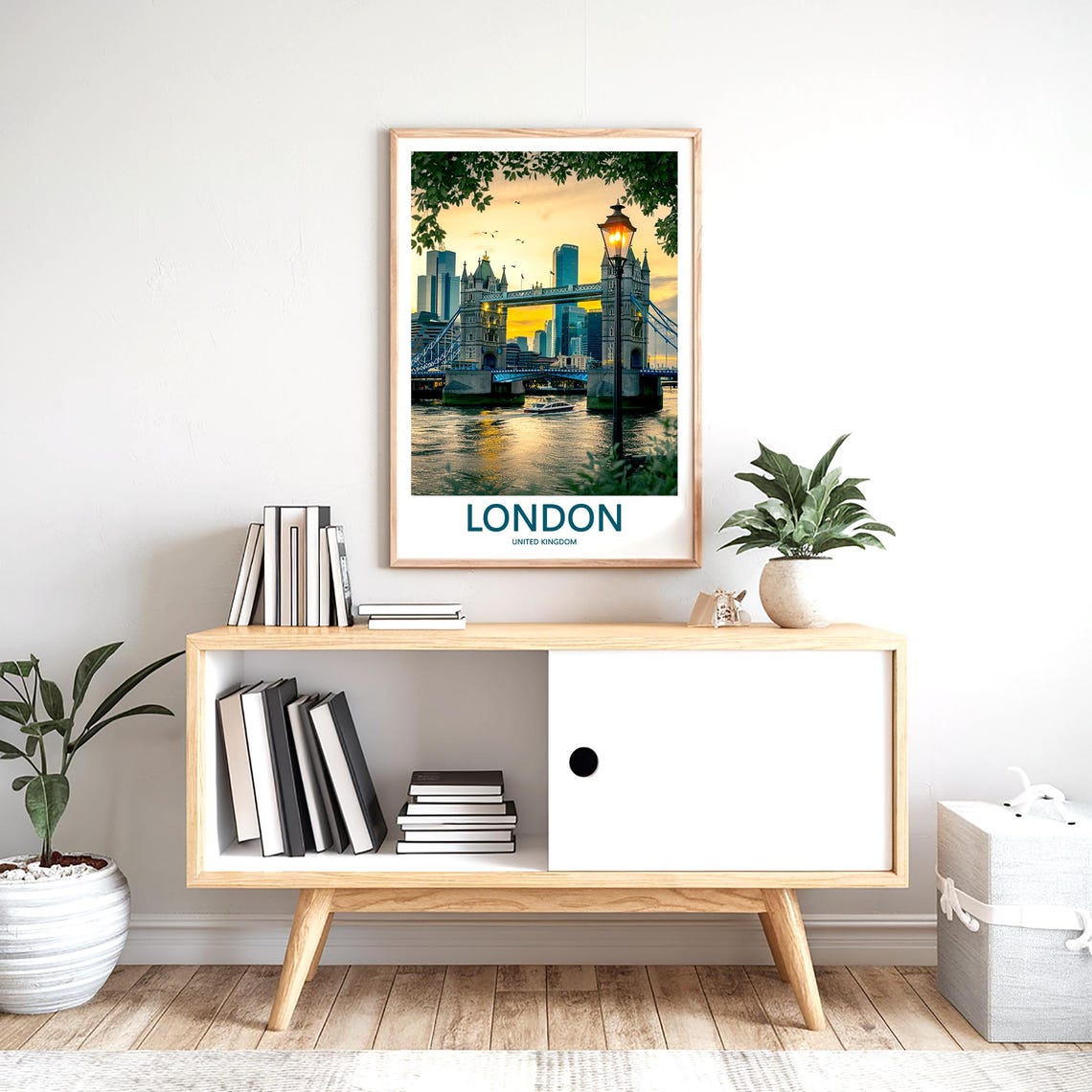 London Tower Bridge Golden Sunset River and Lamp Post Poster - Image 2