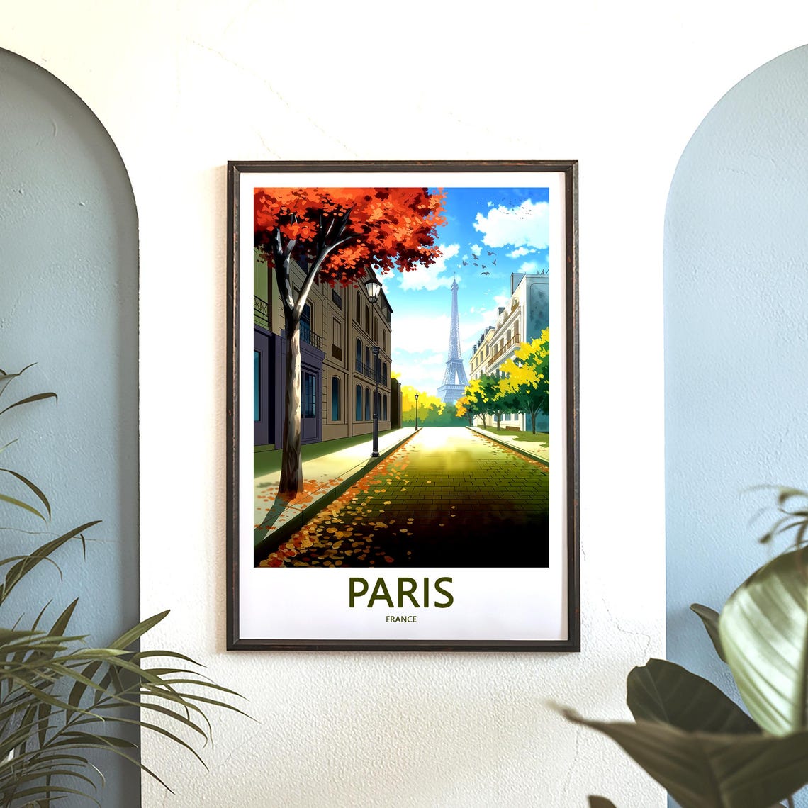 Eiffel Tower at the End of a Leaf-Strewn Autumn Street Poster - Image 3