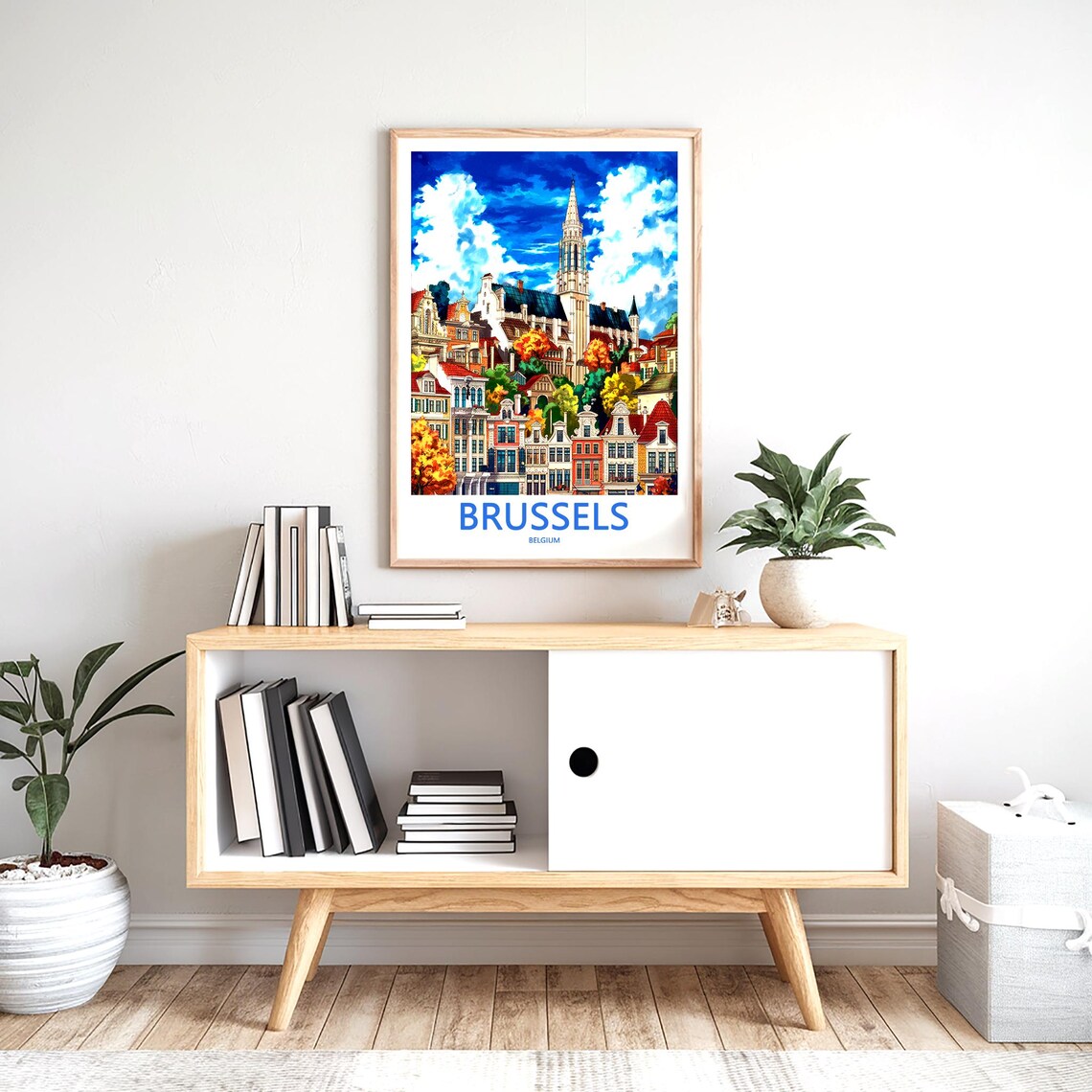 Brussels Belgium Grand Place Tower Autumn Houses View Poster - Image 2