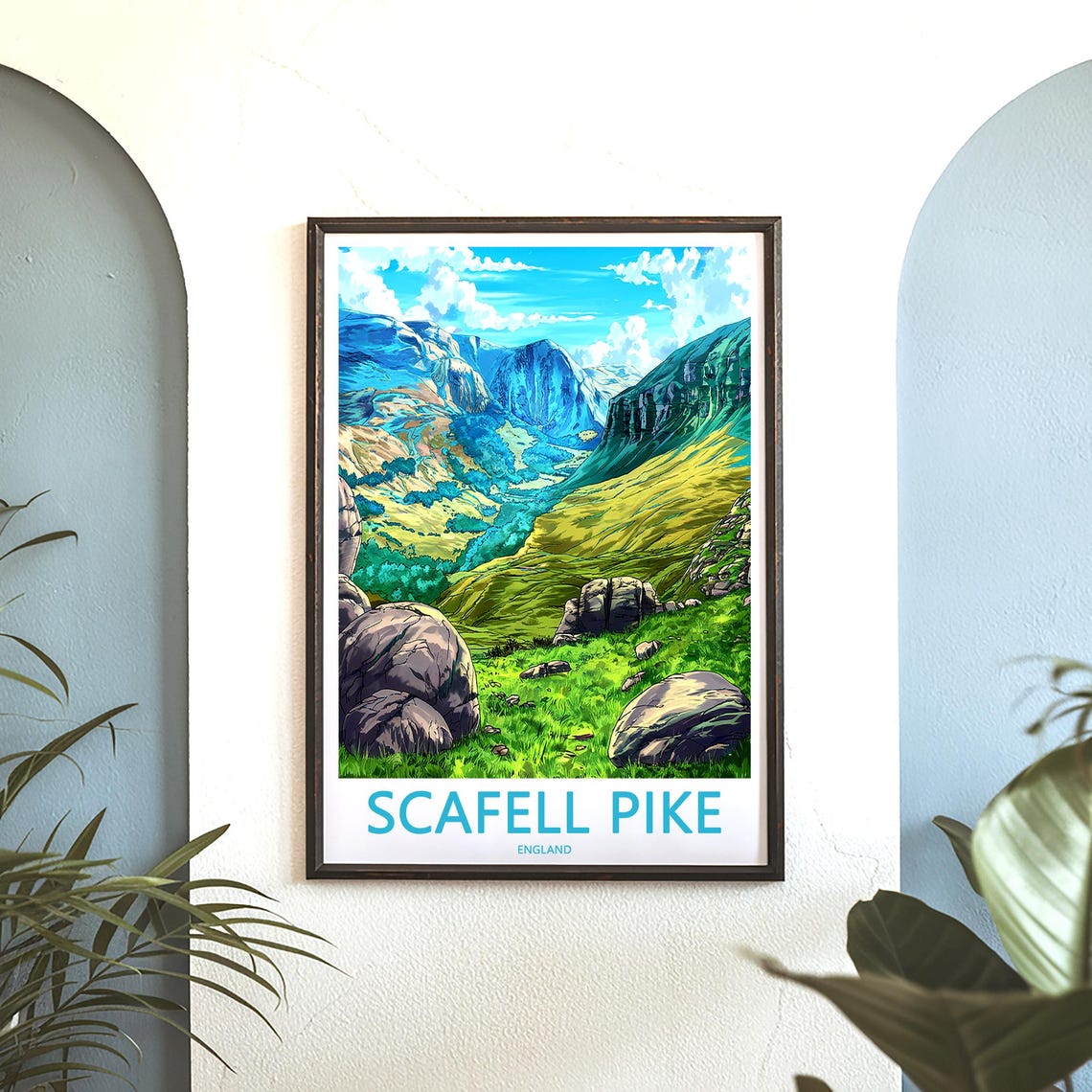Scafell Pike England Boulder Strewn Valley Mountain View Poster - Image 3