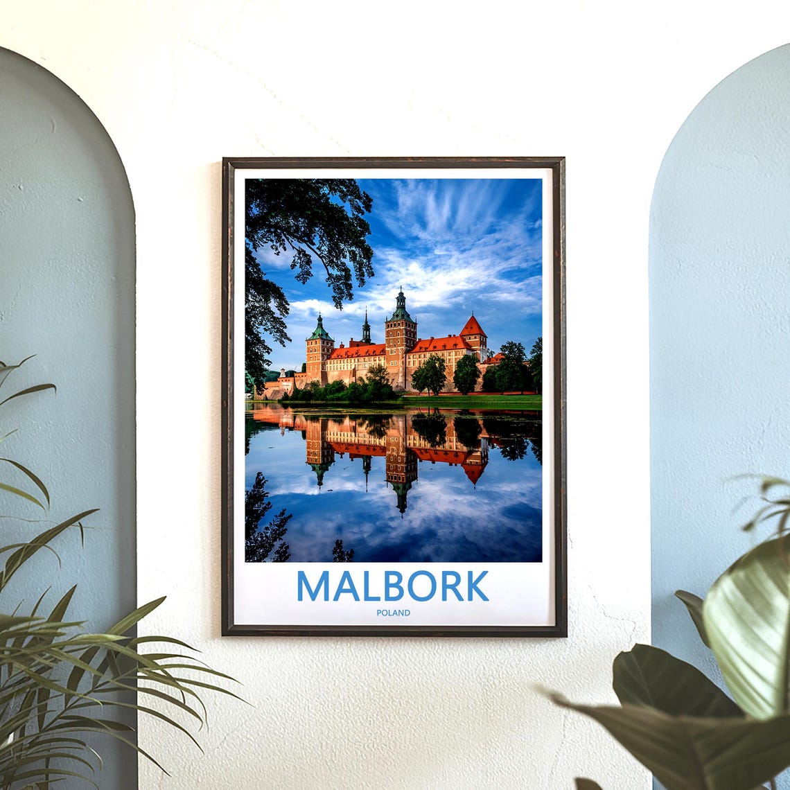 Malbork Poland Brick Castle Reflected in Still Water Daytime Poster - Image 3