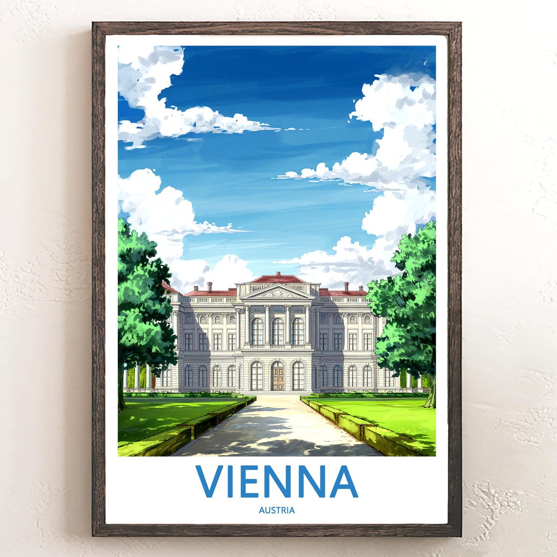 Vienna Austria Grand Baroque Palace and Gardens Illustration Poster