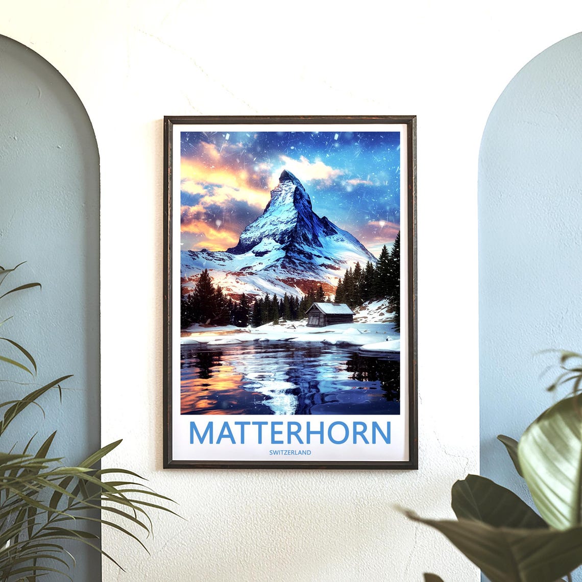 Matterhorn Winter Lake Reflection Alpine Sunset Decor Poster - Image 3