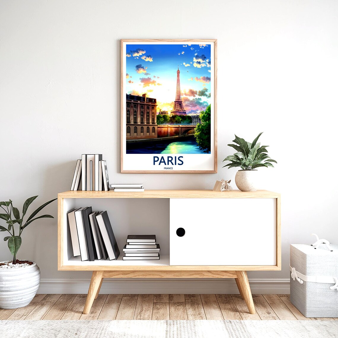 Eiffel Tower Rising Above the Seine Bridge in Blue Hour Light Poster - Image 2