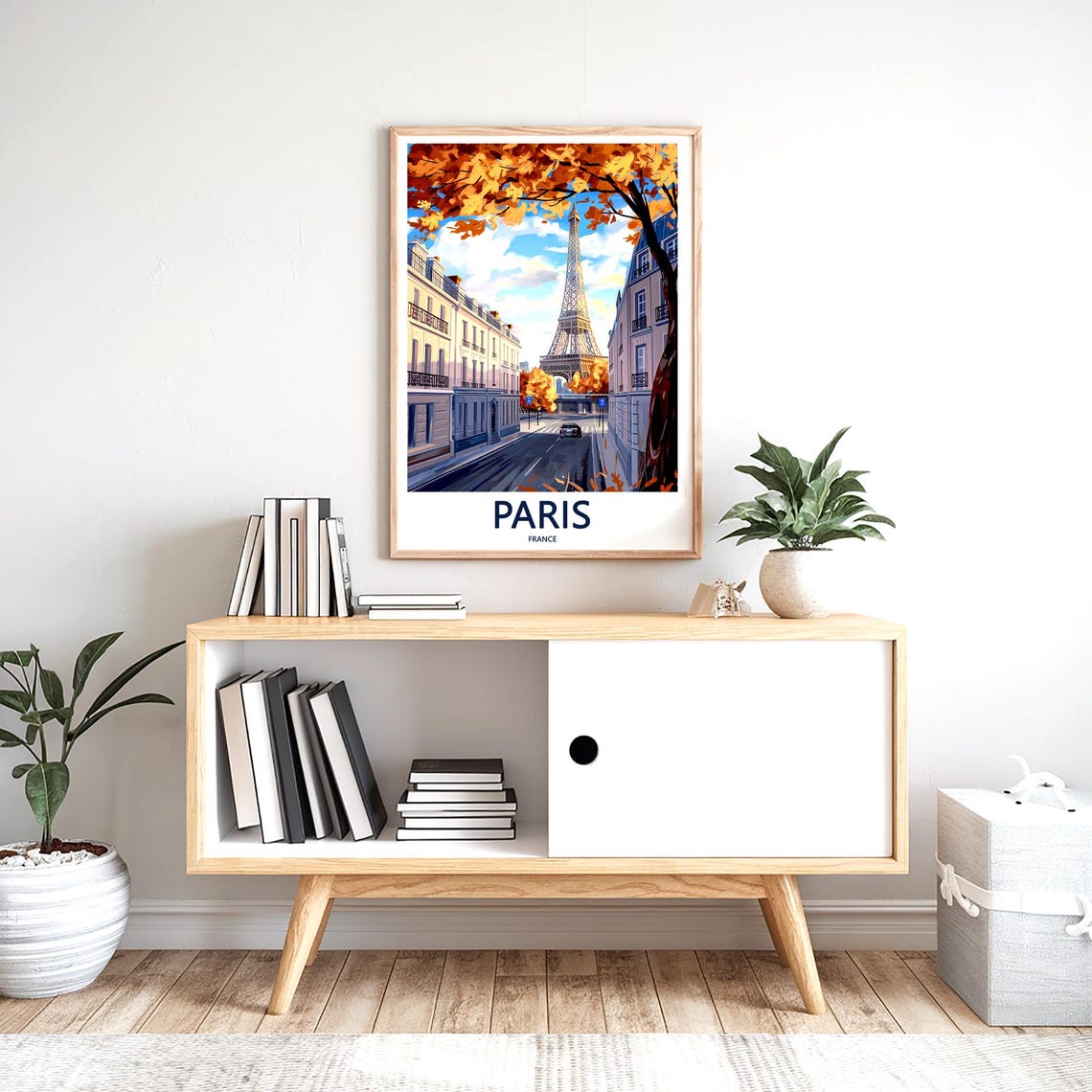 Eiffel Tower Autumn Tree Canopy Street Black Car Paris Poster - Image 2