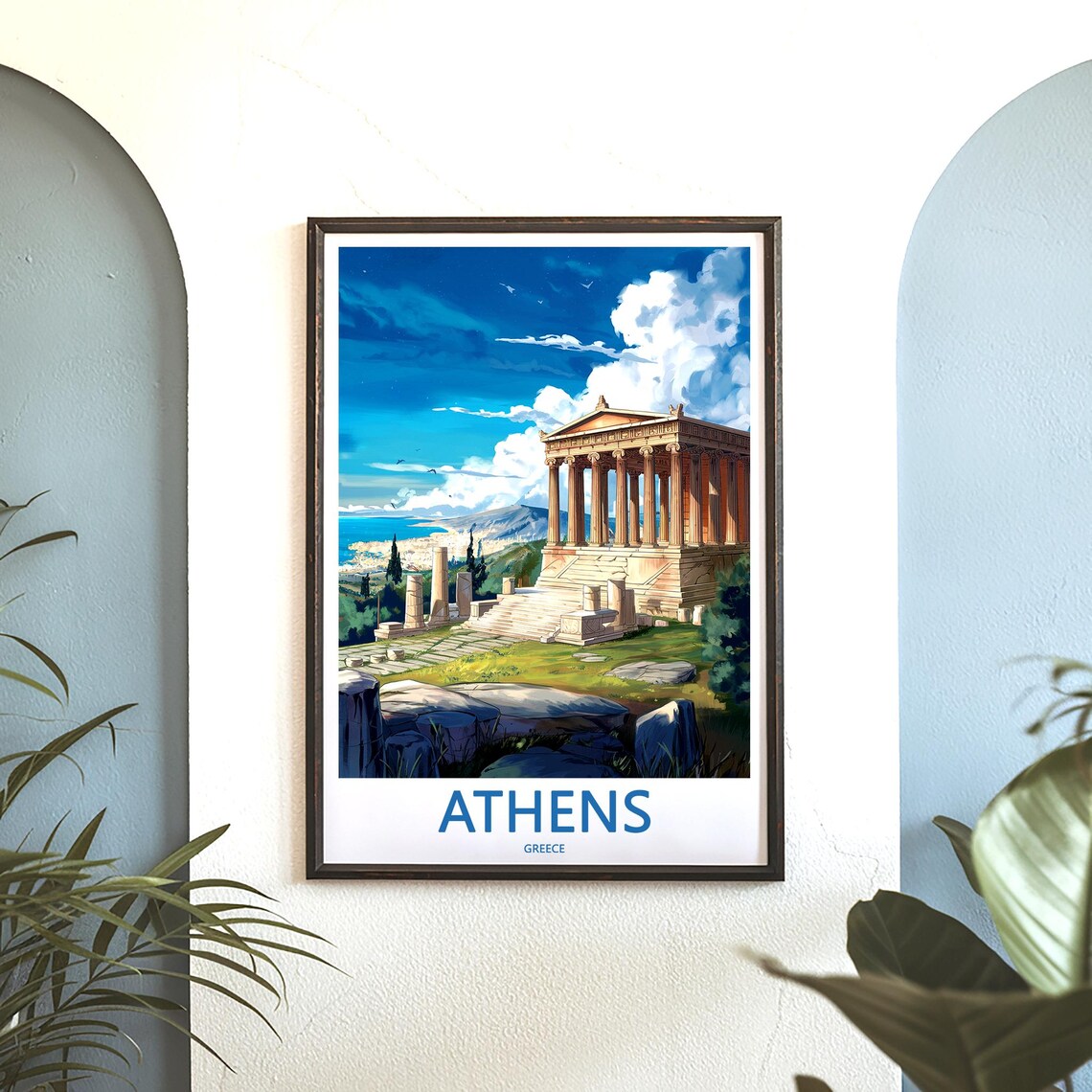 Athens Ancient Greek Coastal Temple Above the Aegean Sea Poster - Image 3
