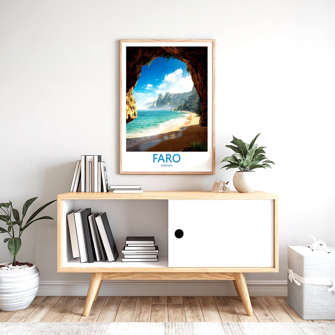 Faro Portugal Sea Cave View of Golden Beach and Towering Cliffs Poster - Image 2