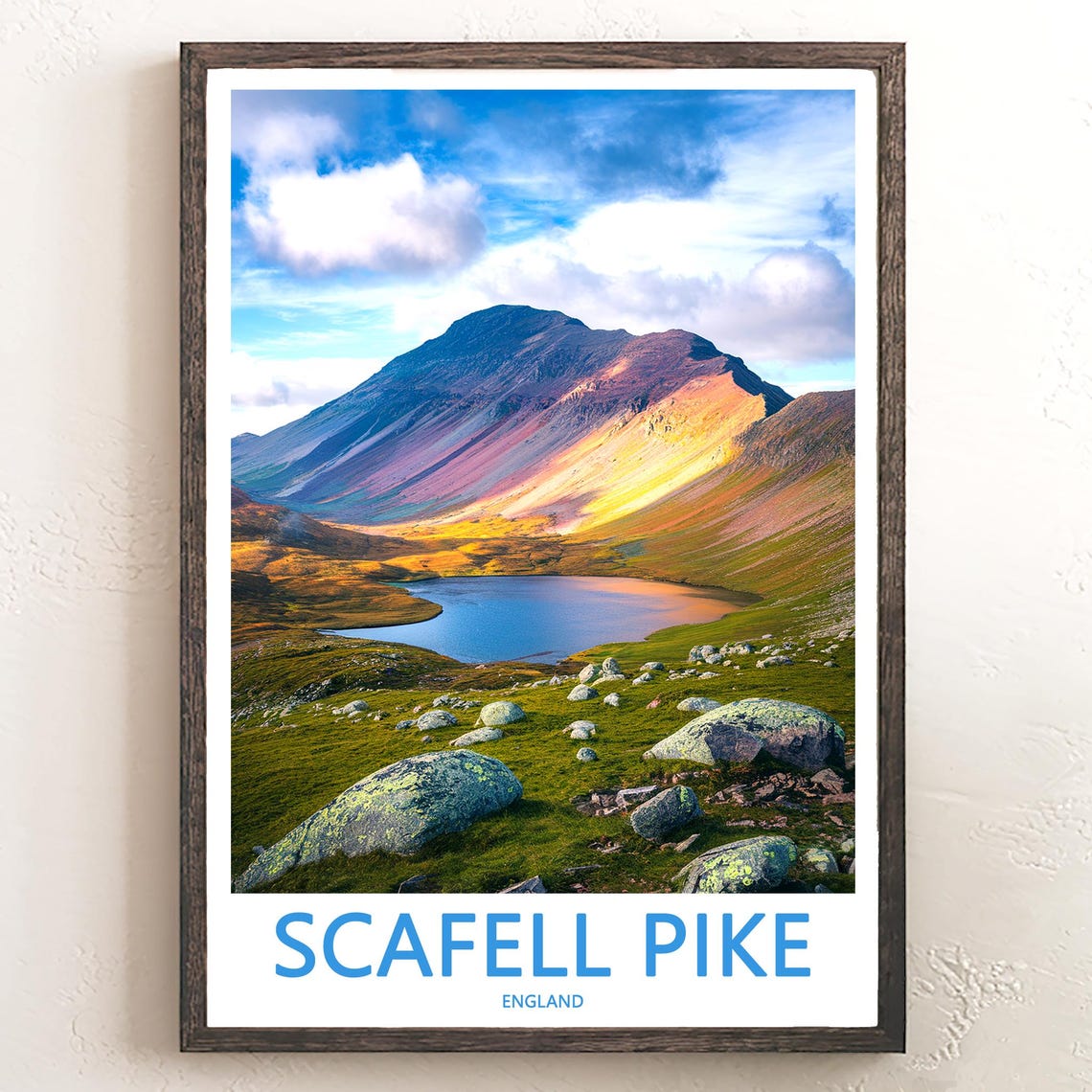 Scafell Pike England Golden Sunset Over Mountain Tarn Poster
