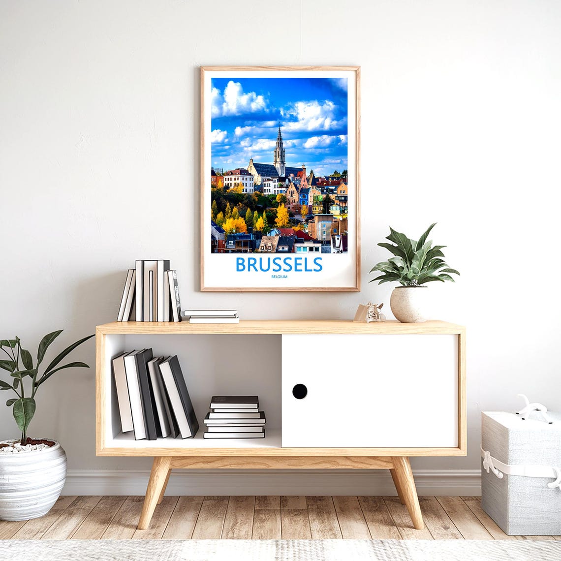 Brussels Belgium Church Spire Over Autumn Rooftops View Poster - Image 2