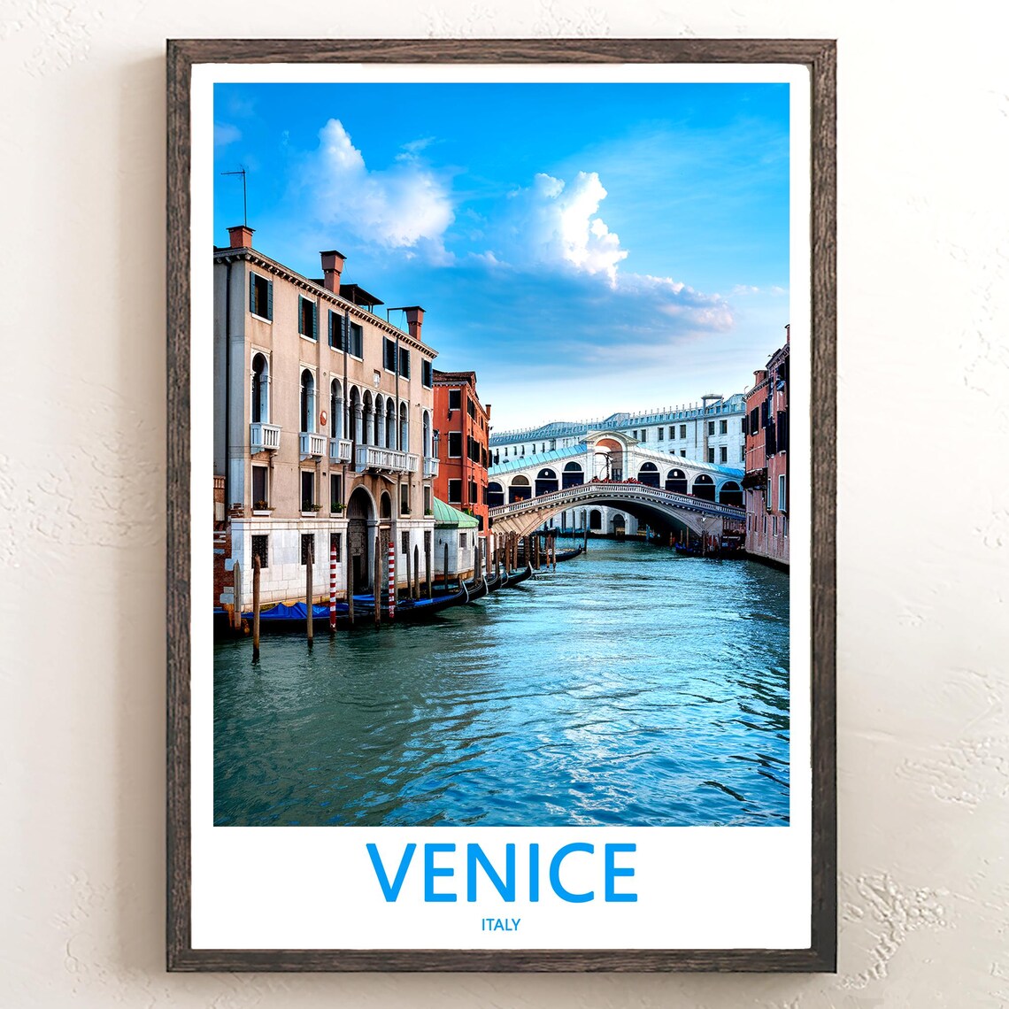 Venice Italy Grand Canal With Rialto Bridge Photo Travel Poster