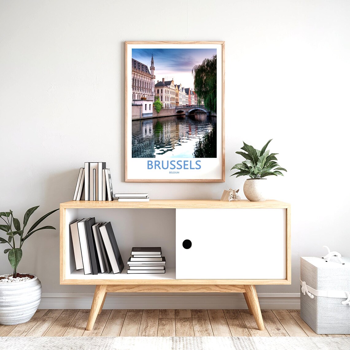 Brussels Canal Guild Houses Sunset Reflection Photo Travel Poster - Image 2