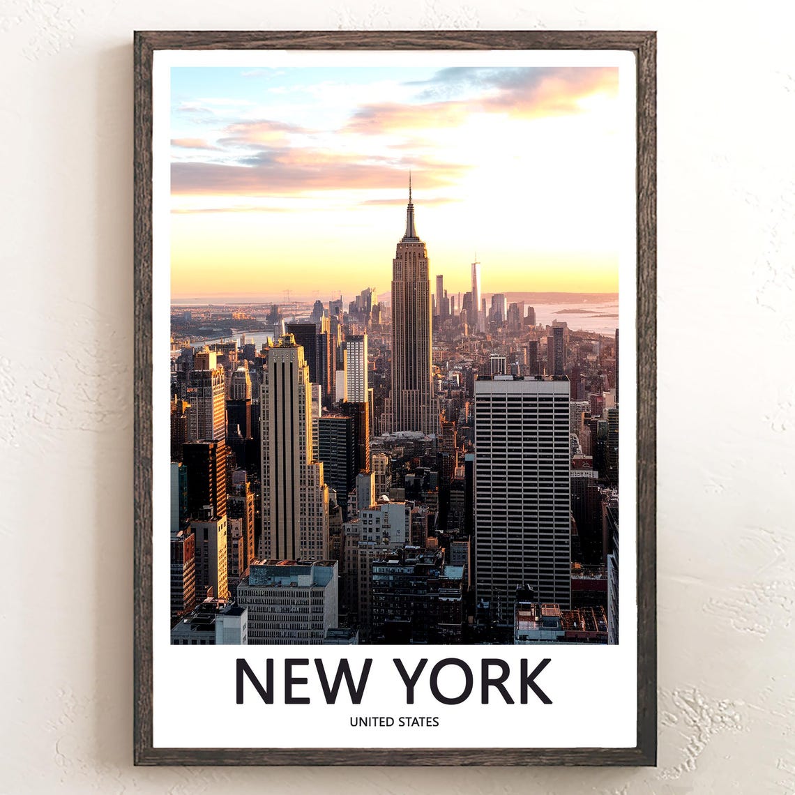 New York Empire State Building Sunrise Skyline Golden Light Poster