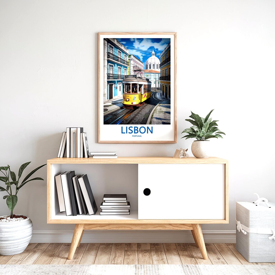 Lisbon Yellow Tram Rounding a Curve Near the Pantheon Poster - Image 2