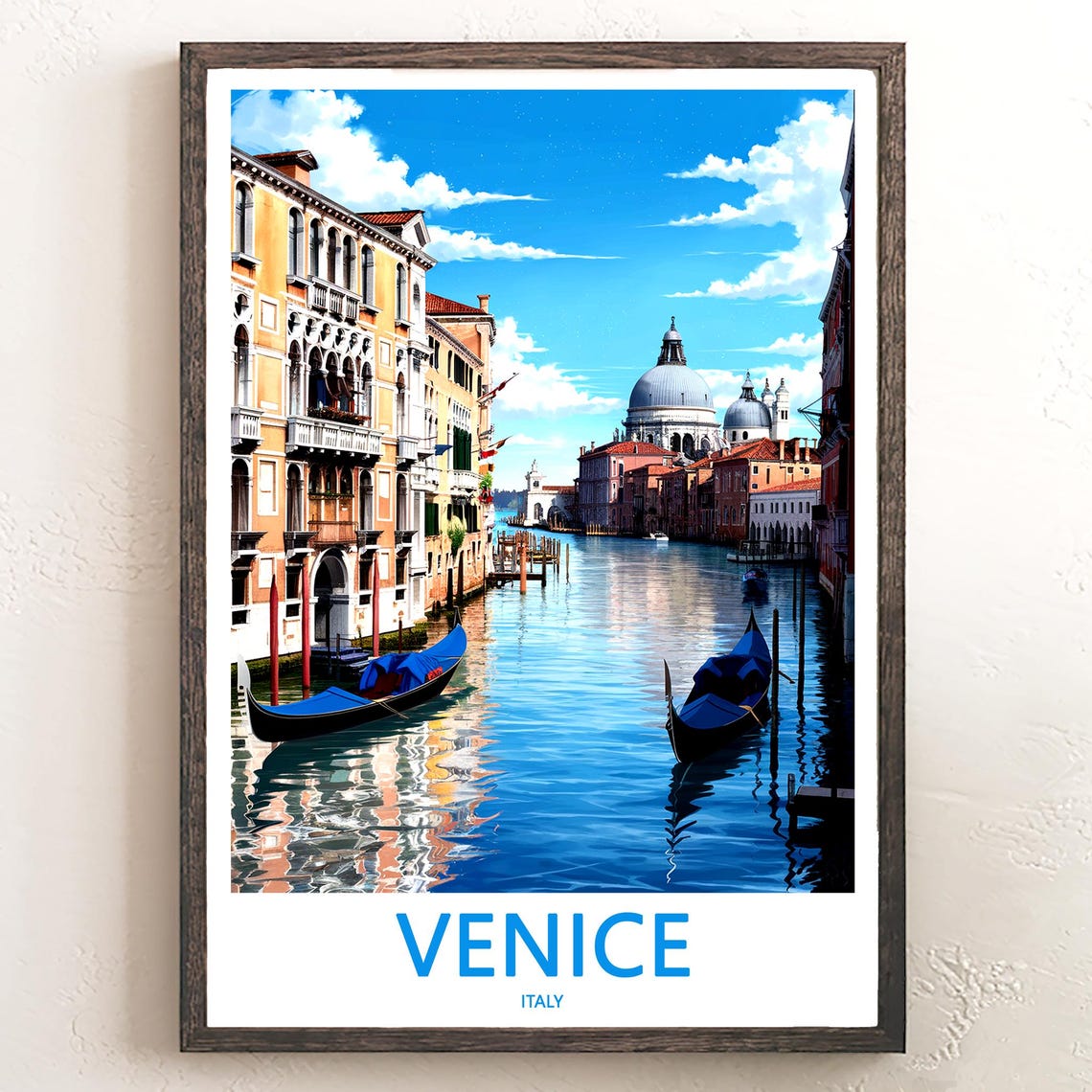 Venice Italy Grand Canal With Distant Salute Domes Scene Poster