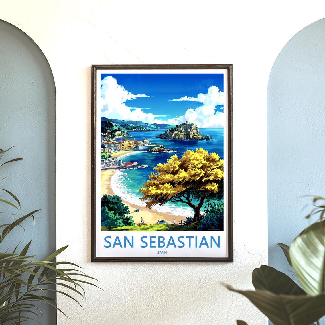 San Sebastian Bay Island View Golden Tree Beach Travel Poster - Image 3