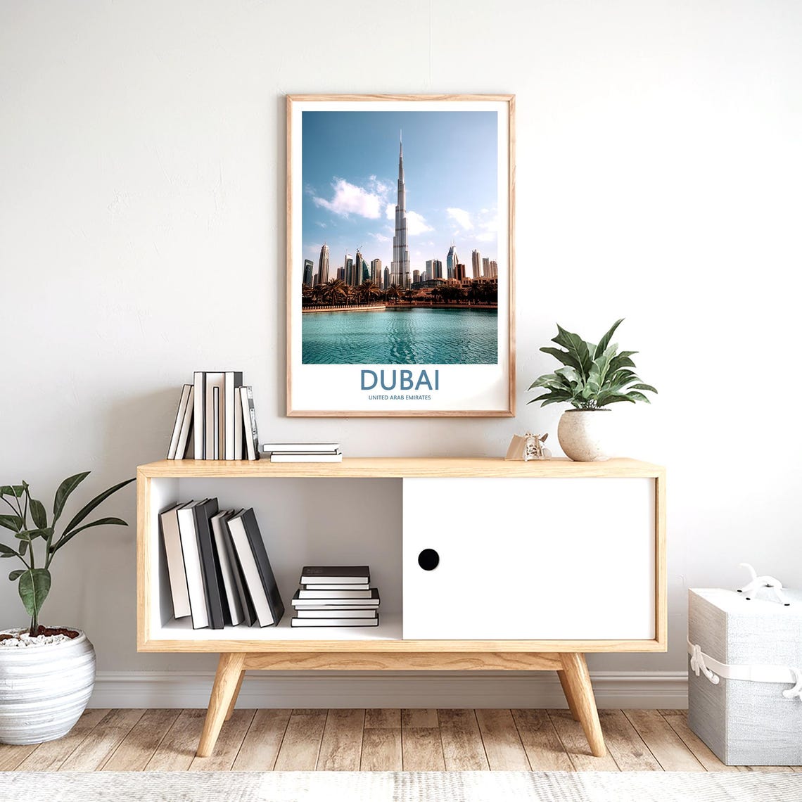 Dubai Burj Khalifa Lake Sunset Under Pink Sky Photo Travel Poster - Image 2