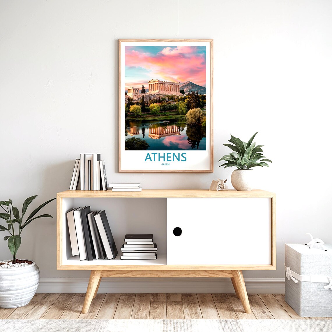 Athens Acropolis Sunrise Lake Reflection Photo Travel Poster - Image 2