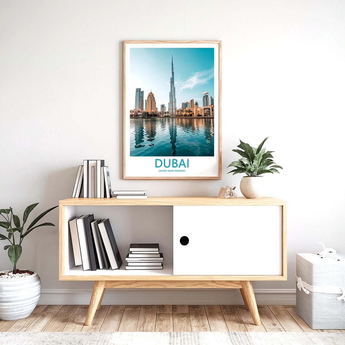 Dubai Burj Khalifa Downtown Towers Under Teal Sky Photo Poster - Image 2