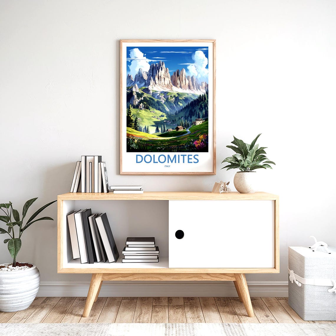 Dolomites Winding Road through Wildflower Meadow Travel Poster - Image 2