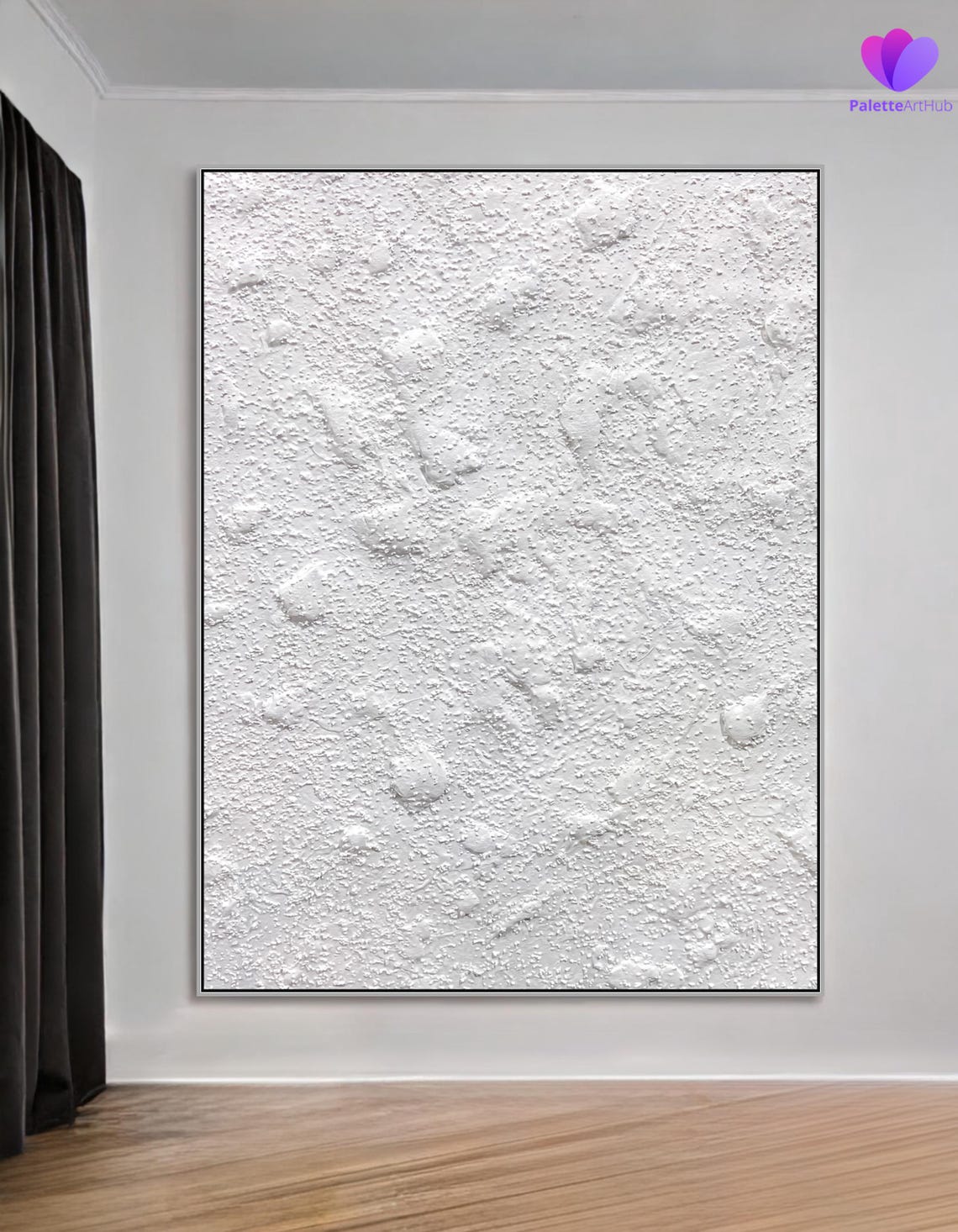 All White Bumpy Plaster Textured Abstract Modern Minimalist Poster - Image 3