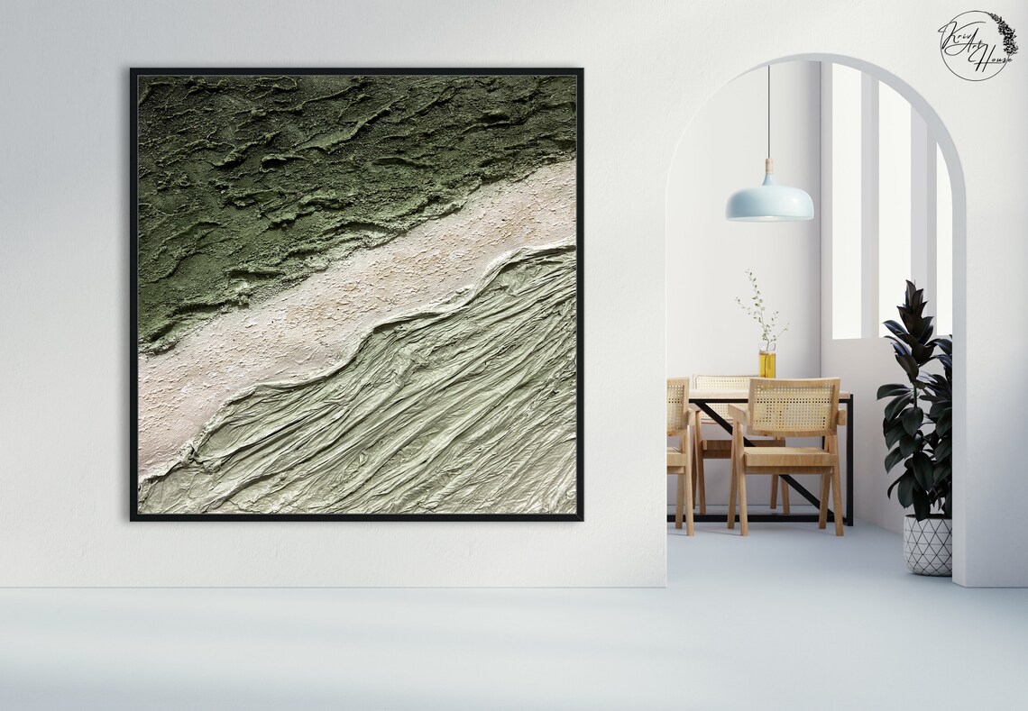 Modern Green Textured Art Print, Abstract Wall Decor - Image 4