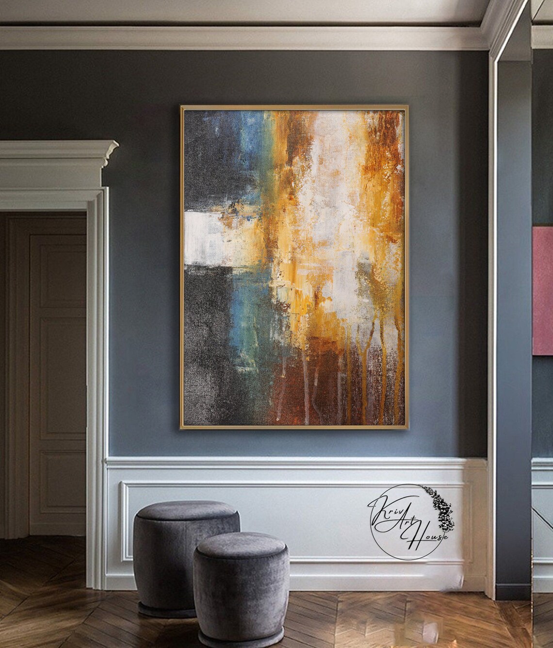 Orange and Black Abstract Art Print, Oversized - Image 3