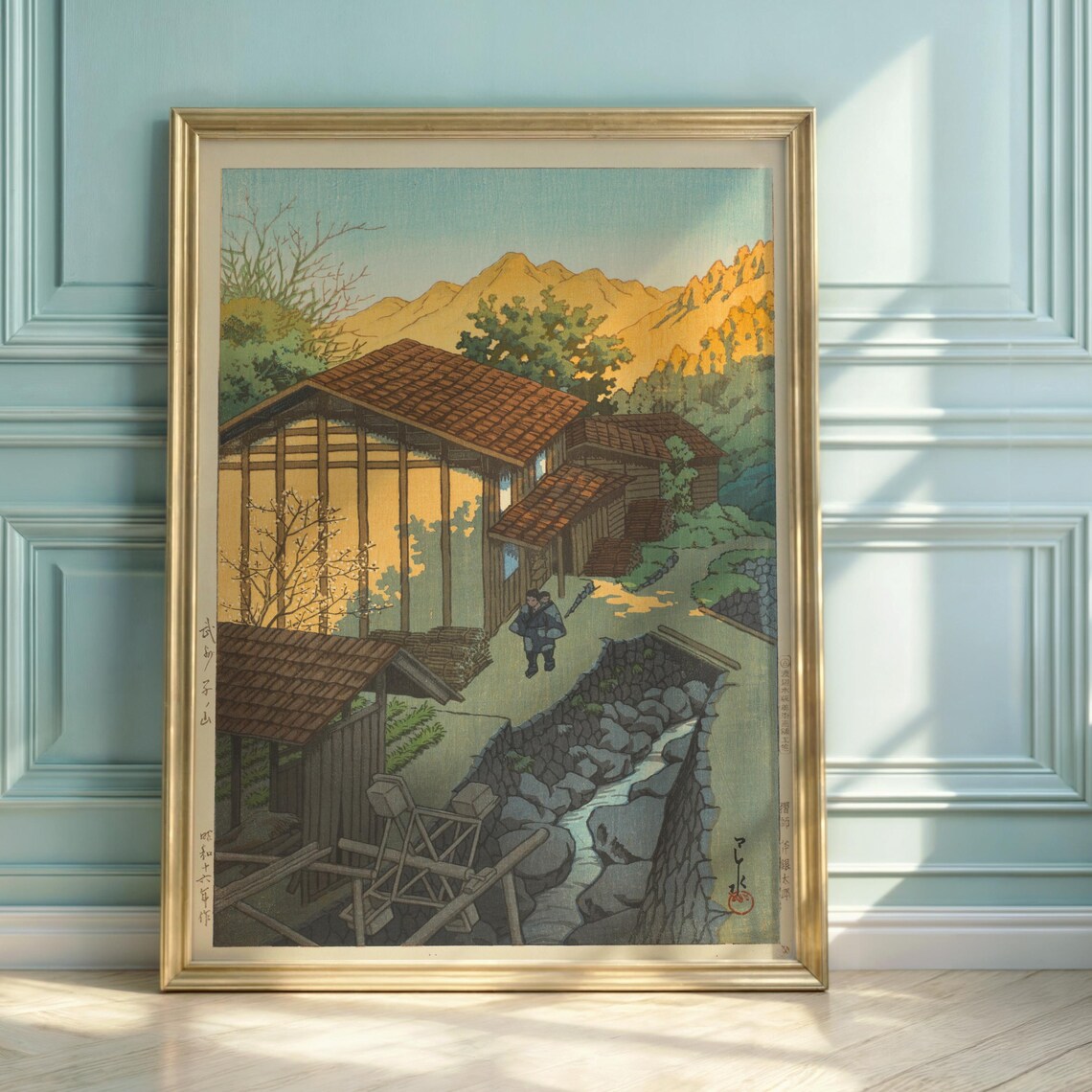 Hasui Kawase Japanese Mountain Village Shin-Hanga Woodblock Print