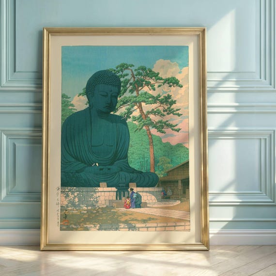 Hasui Kawase Buddha Print Kamakura Japanese Art Japandi Decor