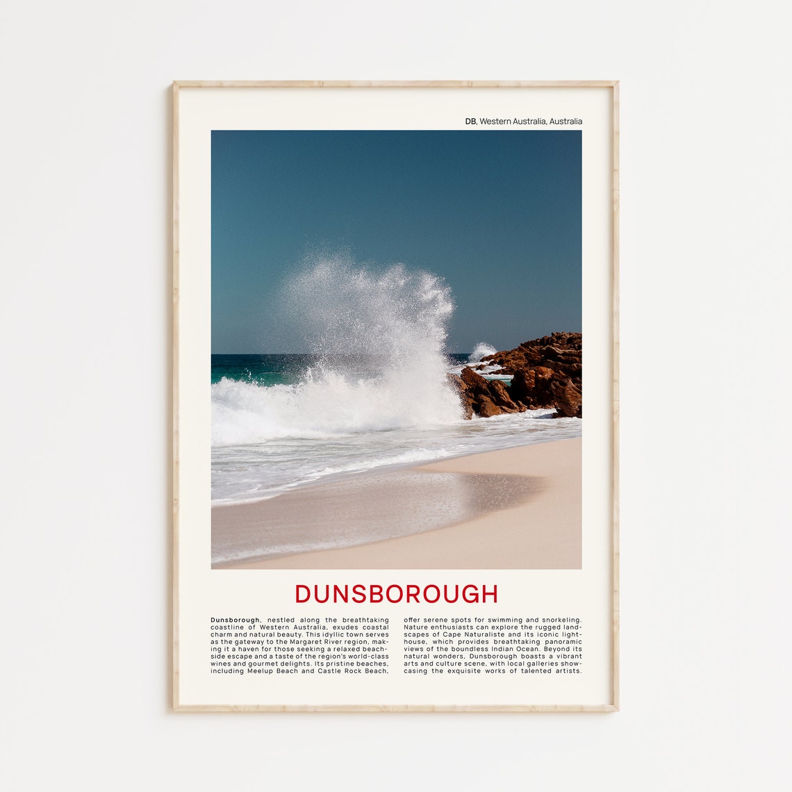 Dunsborough Australia Ocean Waves Crashing Rocks Photo Poster